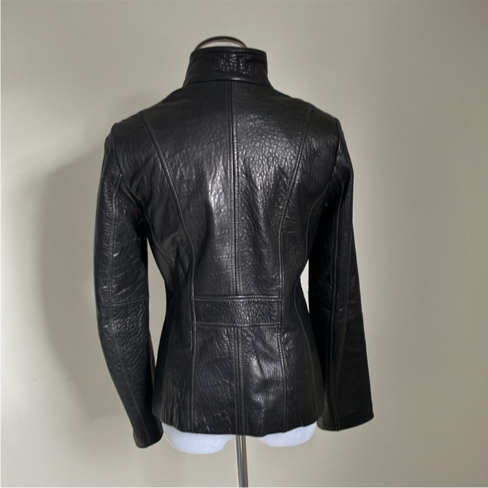 Marc New York Black Leather Zip-Front Jacket Moto - Picture 3 of 12